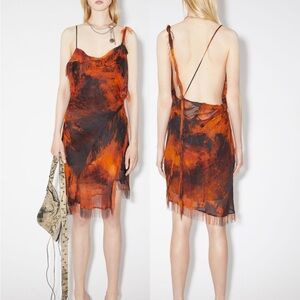 Acne Studios Orange Draped Strap Minidress
